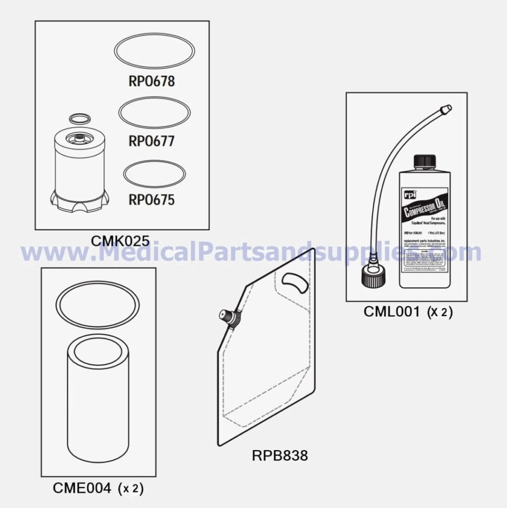 Compressor PM Kit ALCTL31, Part CMK160 (OEM Part 77001635 / ACA85402)