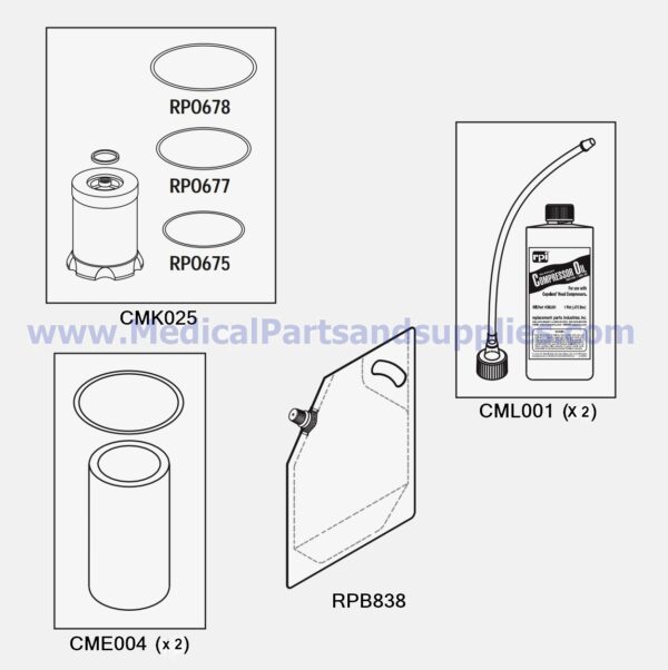 Compressor PM Kit ALCTL31, Part CMK160 (OEM Part 77001635 / ACA85402)