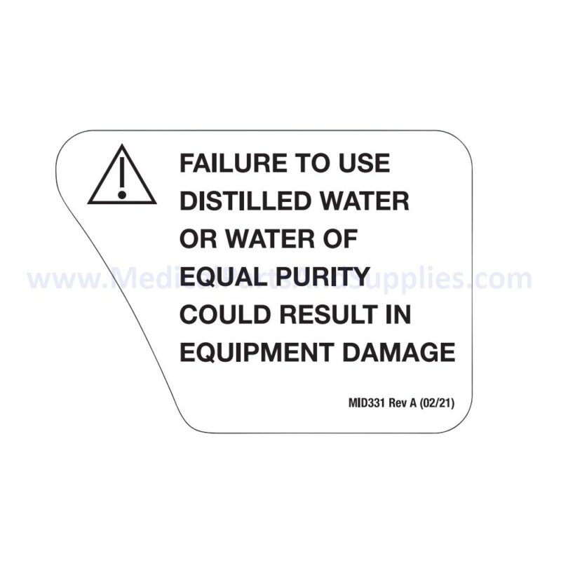 Decal (Distilled Water) for the Midmark Ritter M9® Sterilizer, Part MID331 (OEM Part #061-0827-00)