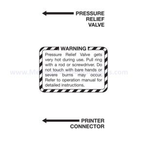 Label (PR Valve Warning) for the Midmark Ritter M9® Sterilizer, Part MIL260 (OEM Part #061-0309-00, 061-0309-01)