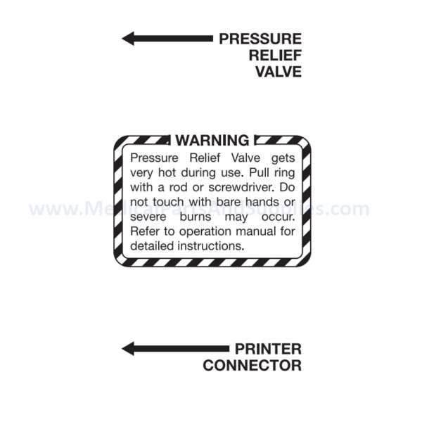 Label (PR Valve Warning) for the Midmark Ritter M9® Sterilizer, Part MIL260 (OEM Part #061-0309-00, 061-0309-01)