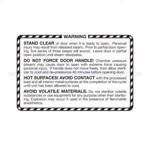 Label (Warning) for the Midmark Ritter M9® Sterilizer, Part MIL261(OEM Part #061-0381-00, 061-0532-00)